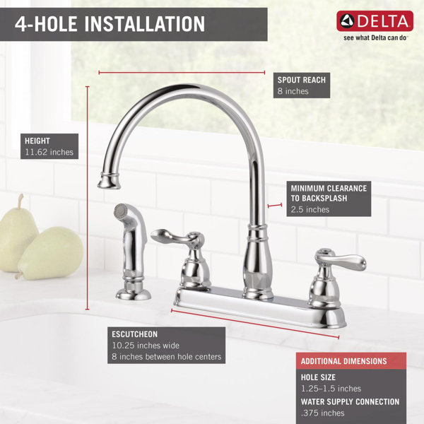 21996LFSS,OB Delta Windemere Double Handle Kitchen Faucet with Side